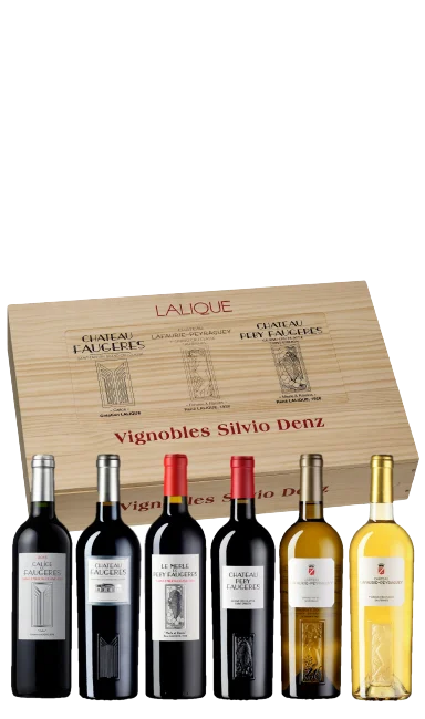 Weinkiste LALIQUE mit Weinen von Vignobles Silvio Denz